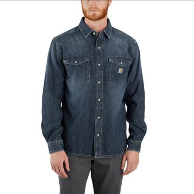 CARHARTT MONTANA RELAXED FIT MIDWEIGHT DENIM LS SNAP FRONT SHIRT
