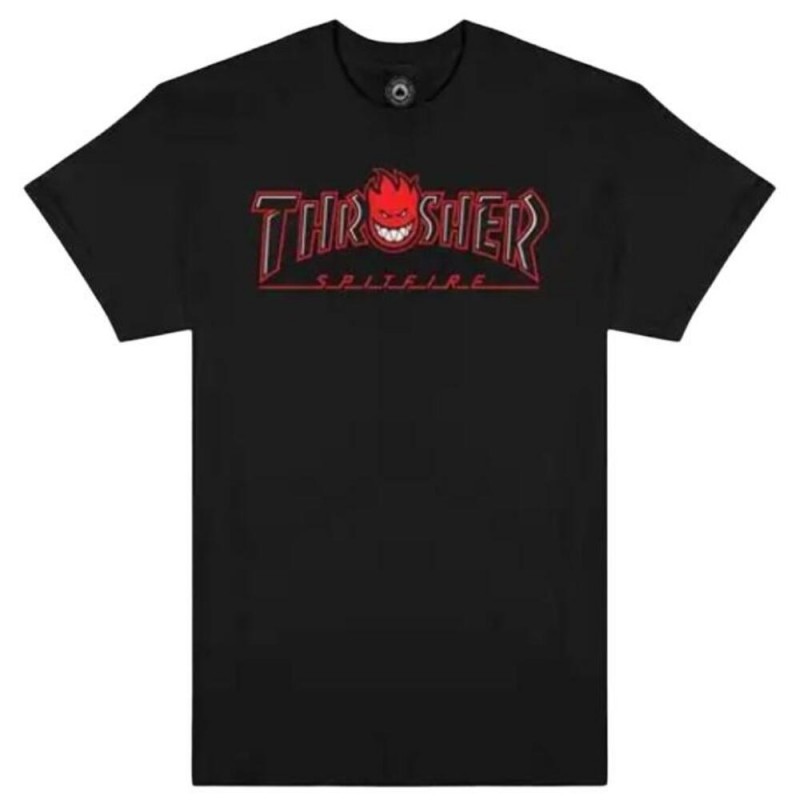 THRASHER X SPITFIRE BIG HEAD OUTLINE T-SHIRT-BLACK