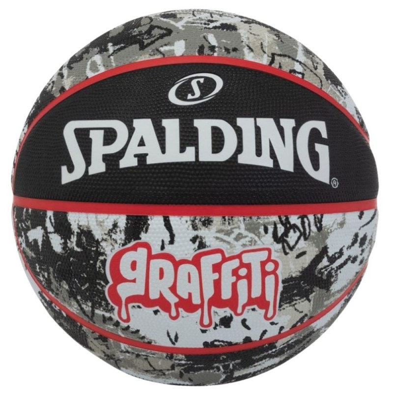 SPALDING BLACK RED GRAFFITI SZ7 RUBBER