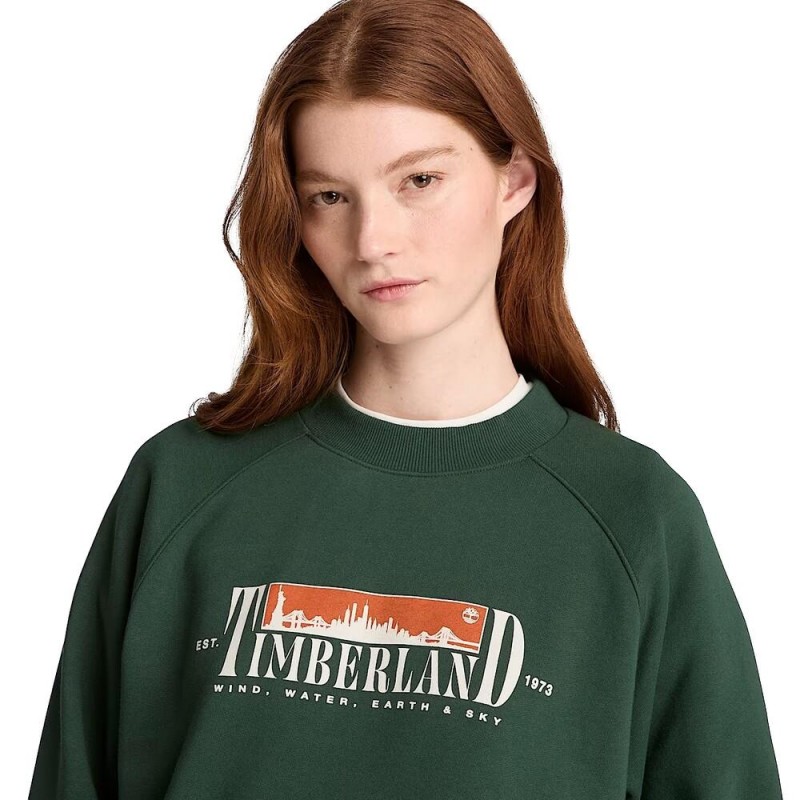 TIMBERLAND BRUSHED BACK CHEST GRAPHIC CREW SWEATSHIRT ΓΥΝΑΙΚΕΙΟ ΦΟΥΤΕΡ ΛΑΙΜΟΚΟΨΗ