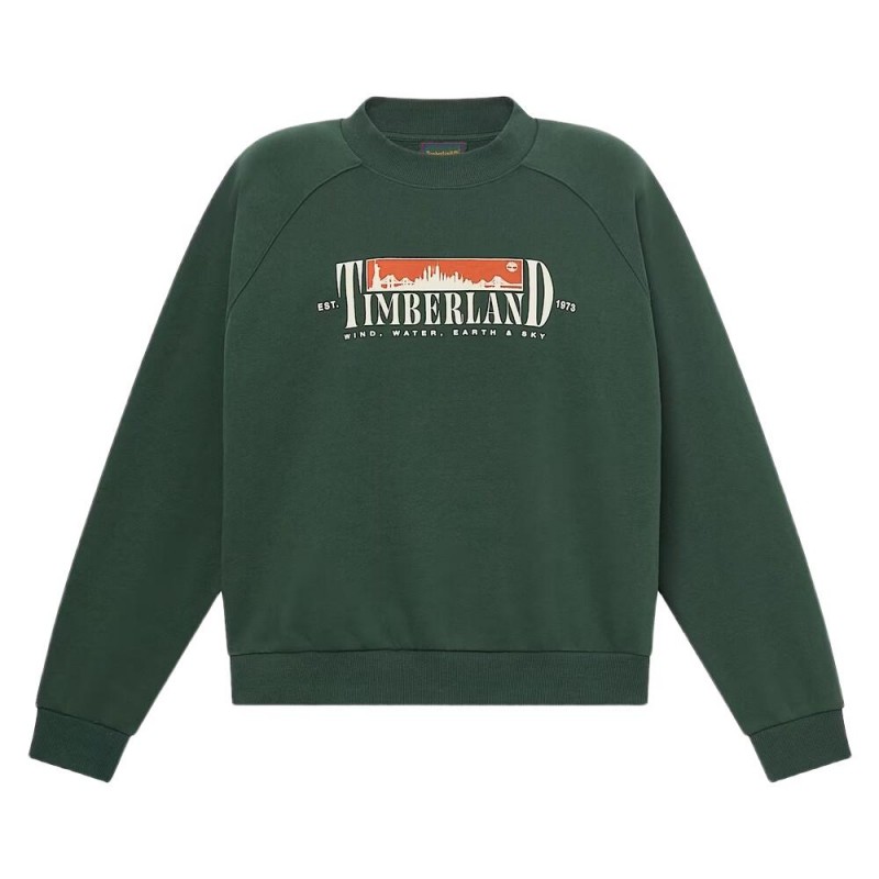 TIMBERLAND BRUSHED BACK CHEST GRAPHIC CREW SWEATSHIRT ΓΥΝΑΙΚΕΙΟ ΦΟΥΤΕΡ ΛΑΙΜΟΚΟΨΗ